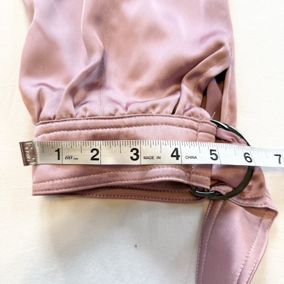 Bebe Size 12 Natural Waist Stud Detail Satin Jogger Pant Pink Cargo Pockets NWT - Picture 7 of 16